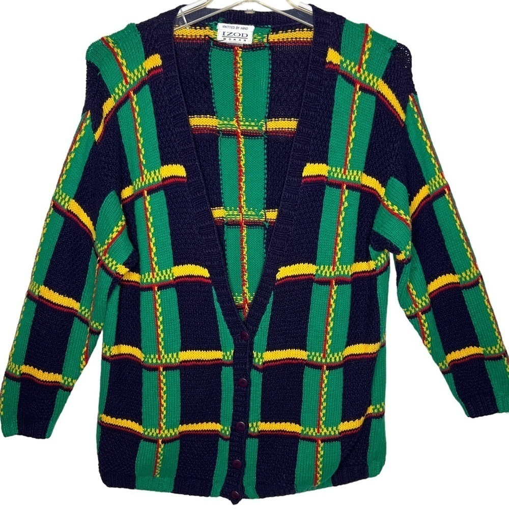 VTG Izod Retro Plaid Handknit Cardigan Sweater Plus Size 2X Relaxed Fit
Grandma